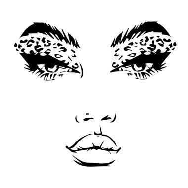 Genç kız siyah-beyaz vektörle karşı karşıya