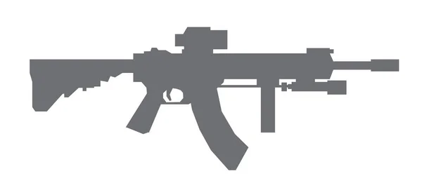 Militär Maschinengewehr Silhouette Schwarz Weiß Vektorillustration — Stockvektor
