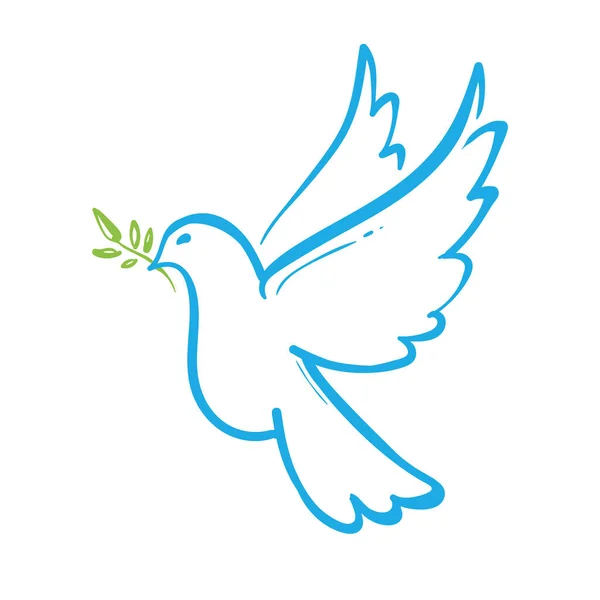 平和は双子の平和のサインベクトルイラストで鳩 — ストックベクタ