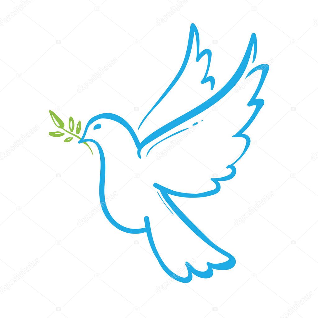 peace dove with twig peace sign vector illustration