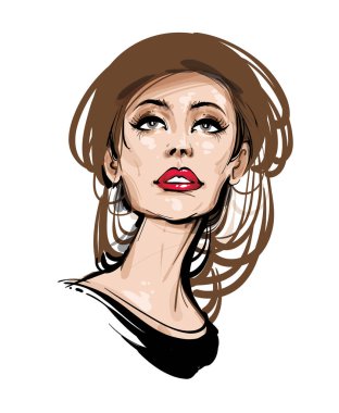 Dergi vektör illüstrasyonu için güzel kız moda illüstrasyonu