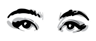 Uzun kirpikli güzel gözler kızların vektör çizimi