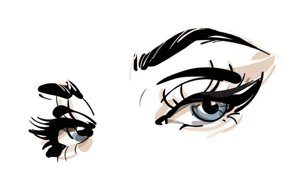 Uzun kirpikli güzel gözler kızların vektör çizimi