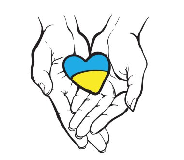 Ukrayna 'nın kalp bayrağı vektör resimde
