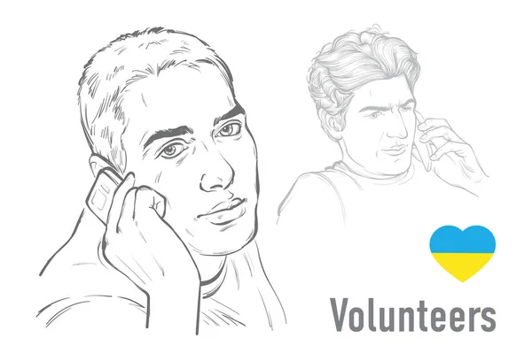 若い男性ボランティアリンギングベクトルイラスト — ストックベクタ