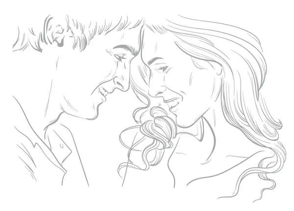 Jeune Couple Amoureux Illustration Vectorielle — Image vectorielle