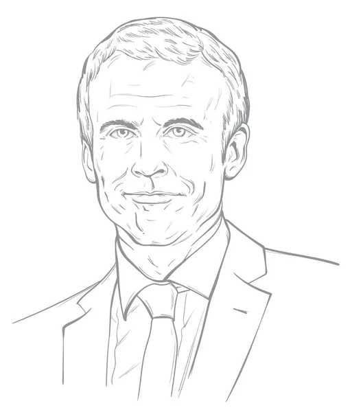 Emmanuel Macron French President Portrait Vector Illustration — 스톡 벡터