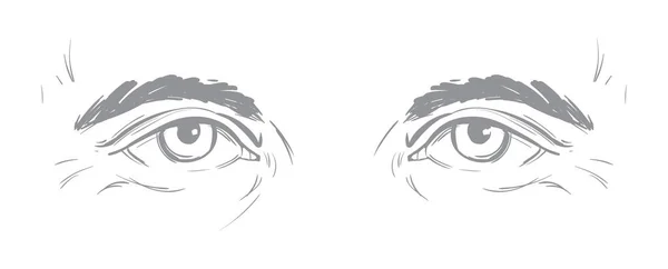 男と女の人間の目は違う角度と感情ベクトル図 — ストックベクタ
