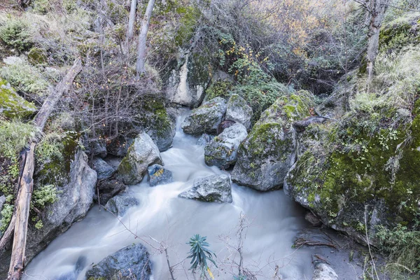 Monachil River Enlarging Route Cahorros Granada Andalusia Spain Sierra Nevada — Stock Photo, Image