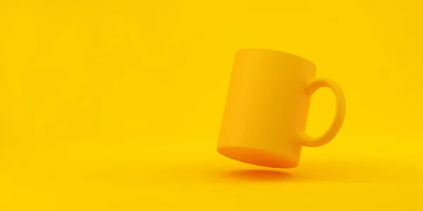 Κίτρινη Κεραμική Κούπα Κίτρινο Φόντο Απομονωμένα Φόντο Πέφτει Foreborening Εικονογράφηση — Φωτογραφία Αρχείου
