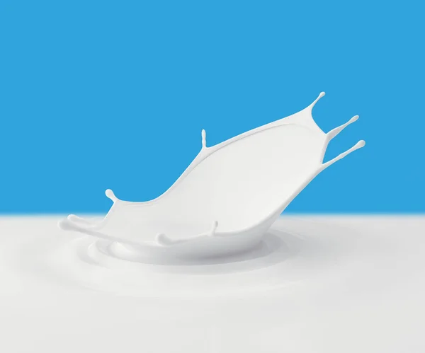 青色の背景に牛乳のスプラッシュ イラストレーション — ストック写真