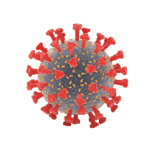 Elektron Mikroskobunda Coronavirus Hücreleri Beyaz Bir Arka Planda Izole Edilmiş — Stok fotoğraf