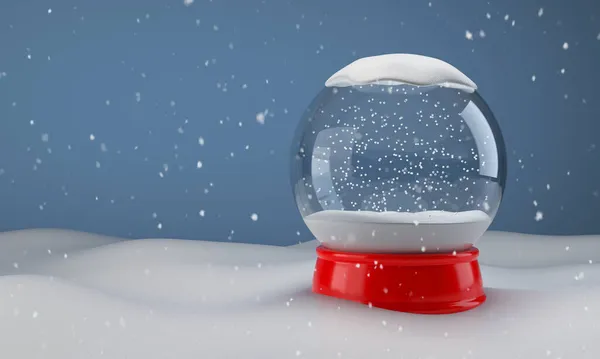 Χιονόμπαλα Στο Χιόνι Χριστουγεννιάτικο Σουβενίρ Σύμβολο Της Πρωτοχρονιάς Και Των — Φωτογραφία Αρχείου