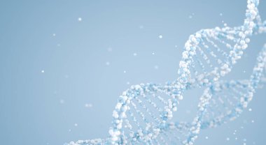 Mavi arka planda DNA molekülü konsepti. 3B illüstrasyon