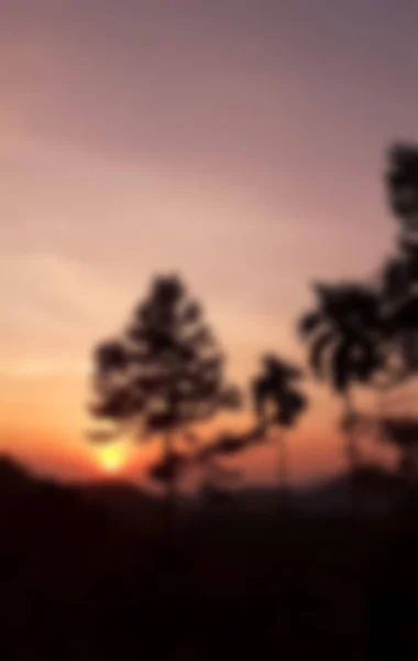 Verschwommene Landschaft Sonnenuntergang Landschaft Auf Dem Berg Abend Mit Einer — Stockfoto