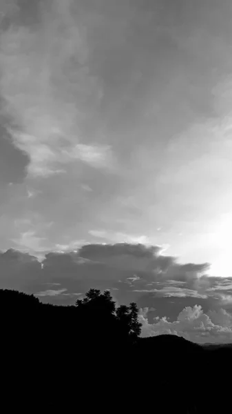 Weinlese Landschaft Sonnenuntergang Landschaft Auf Dem Berg Abend Mit Einer — Stockfoto