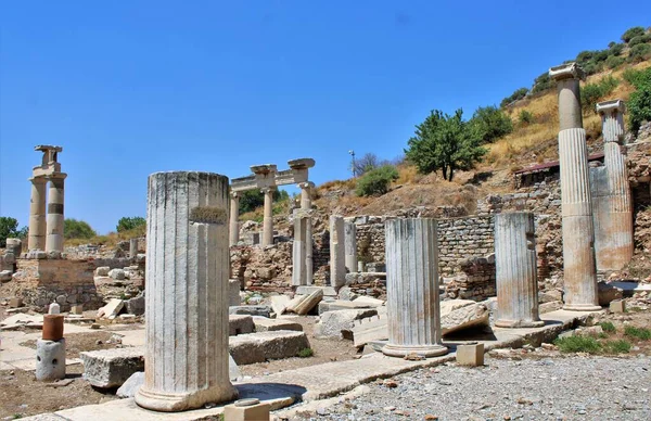 Ruins Greek Ancient City Columns Arches Statues Ephesus Efes Izmir — Zdjęcie stockowe