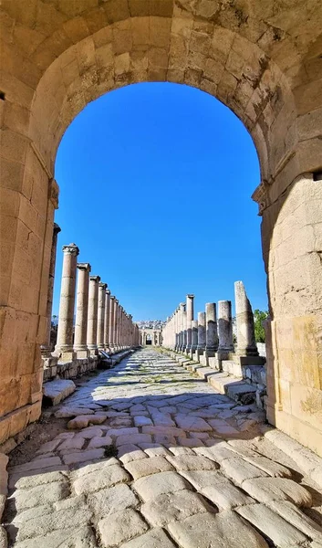 Tetrapylon Jerash Four Gates Quadrifrons Tetraphyla Leading Colonnades Ancient Roman —  Fotos de Stock