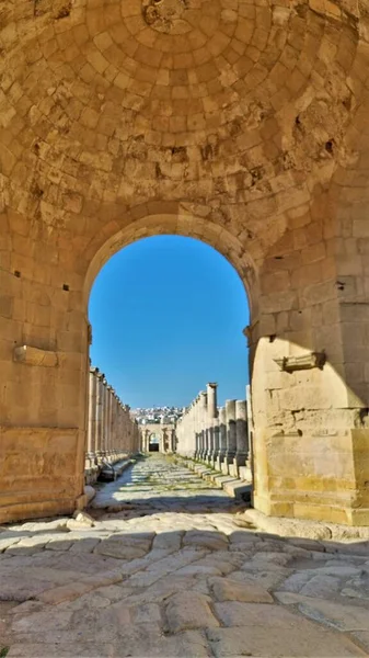 Tetrapylon Jerash Four Gates Quadrifrons Tetraphyla Leading Colonnades Ancient Roman — 图库照片