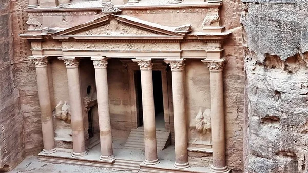 Khazneh Treasury Chisel Ancient City Nabatean Kingdom Petra Wadi Musa — Φωτογραφία Αρχείου