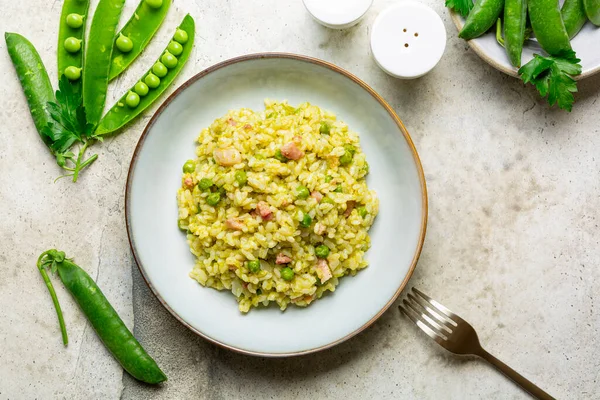 Italian Venetian Rice Pea Risi Bisi Spring Dish Made Vialone — Stock Photo, Image