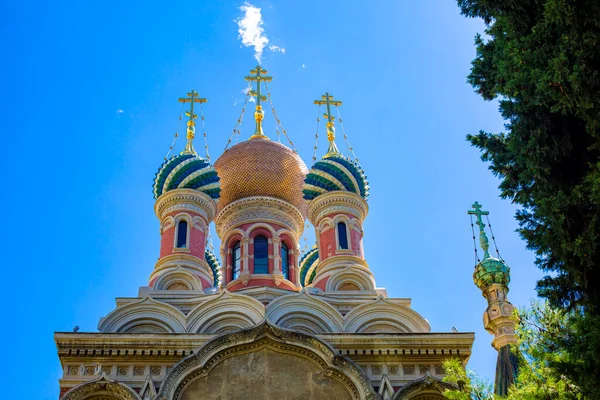 Сан Ремо Италия Вершина Православной Русской Церкви Христа Спасителя — стоковое фото