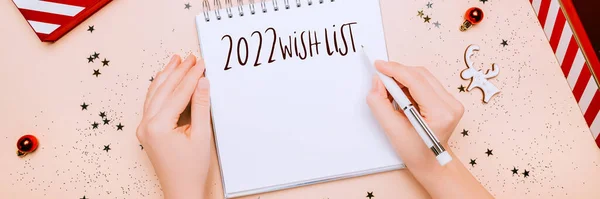 Список желаний 2022 для счастливого Нового года — стоковое фото