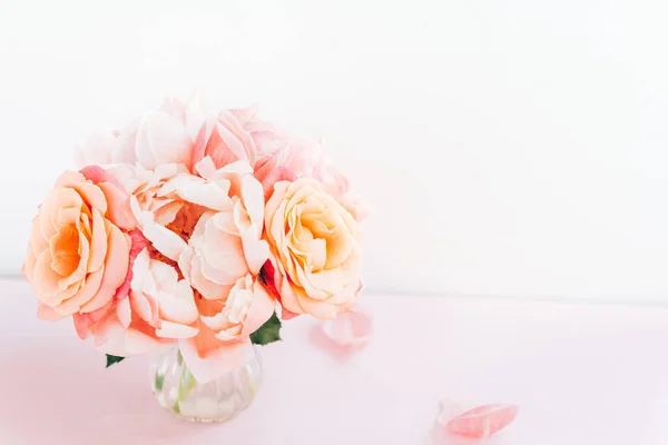 Fresh bunch of pink peonies and roses — Stock Photo, Image