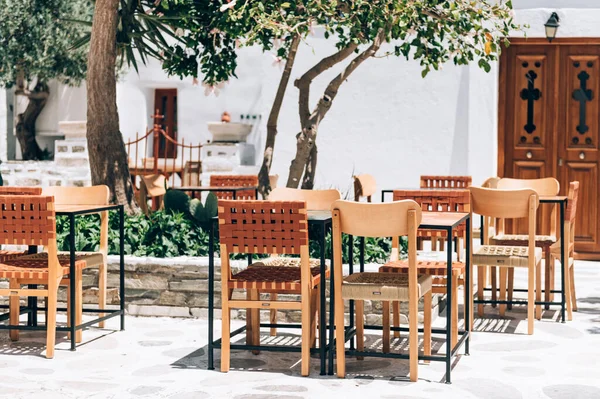 City Centre Streets Village Tinos Cycladic Houses Cafe Shops Tinos — 图库照片