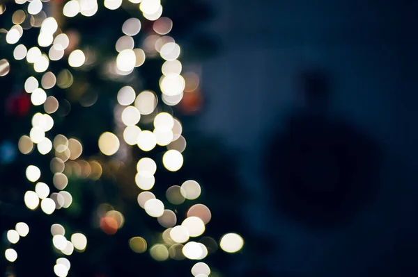 Bunte Abstrakte Bokeh Aus Weihnachtsbeleuchtung Auf Schwarzem Hintergrund Urlaubskonzept Bokeh — Stockfoto