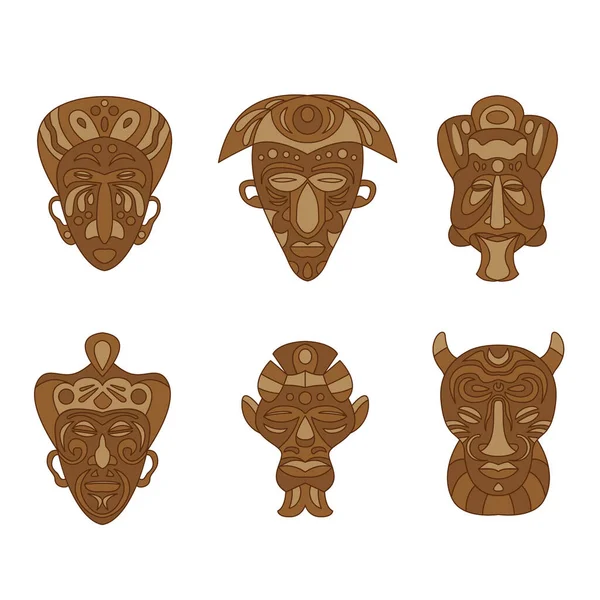 Kahverengi Etnik Afrika kabilesi maskesi, tasarımınız için çizim