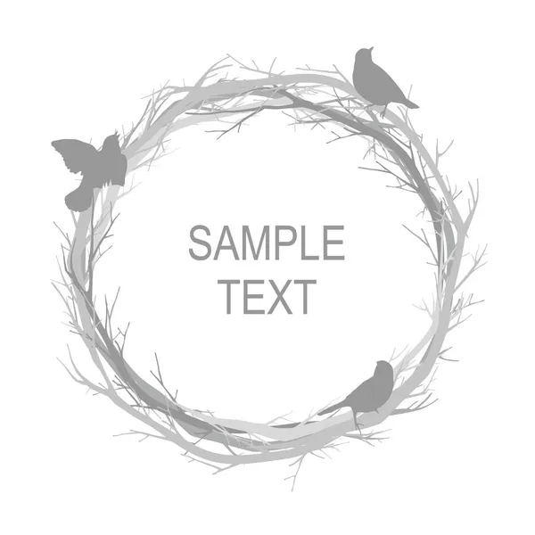 Vektör kuş yuvası. Kuş yuvalı gri çerçeve. Gri kuşlar.