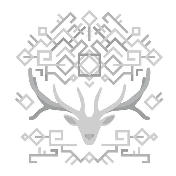 Horns Deer Decoration Geometric Pattern — Stock Vector