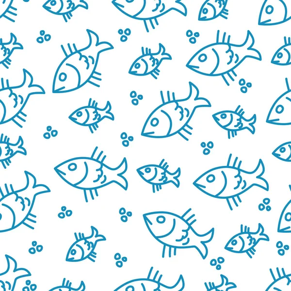 Mavi balıklı vektörsüz desen. 