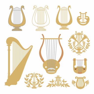 arp simgesi. müzik aleti sembolü. Müzikal arp sesi. Vektör İllüstrasyonu