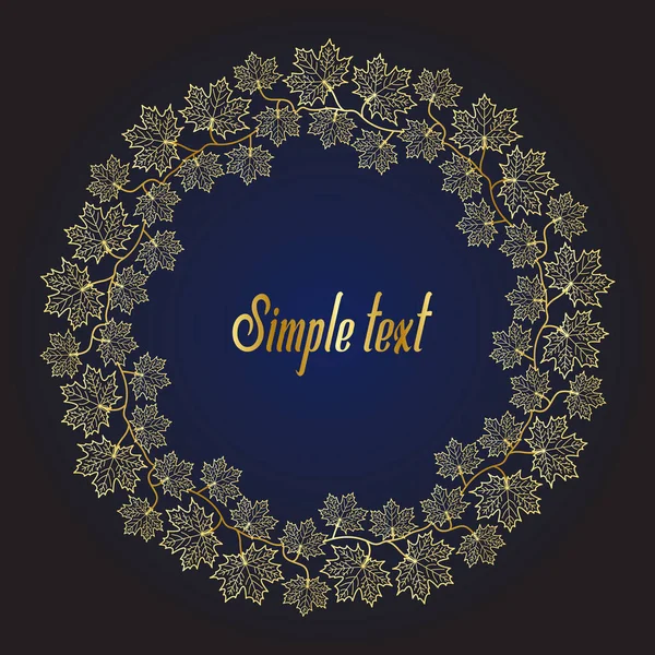 Koyu mavi arka planda 5-altın çiçekli çerçeve. Vektör çerçevesi 2