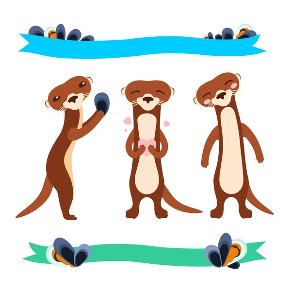 Farklı çizgi film setleri. Midyeli kurdele.