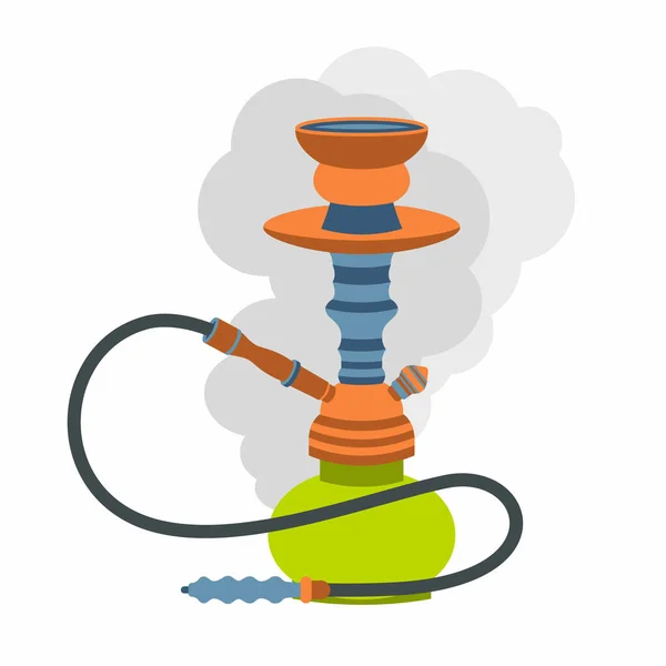 Nargile vektör illüstrasyonu düz tütün araçları Nargile beyaz arka planda duman
