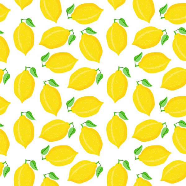 Örnek limon. Limonlu desen ve beyaz arka planda yapraklar. Tekstil imalatı için mükemmel duvar kağıdı posterleri vesaire. Vektör illüstrasyonu