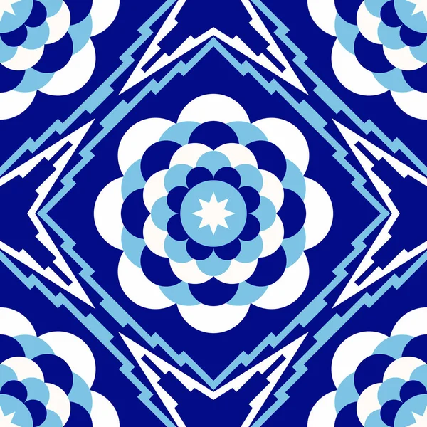 Portekiz fayanslarıyla kusursuz desen. Vektör çizimi. Portekiz vektör kiremitleri deseni. Talavera deseni. Azulejos Portekiz. Türk süsü. Fas fayans mozaiği. İspanyol porseleni.