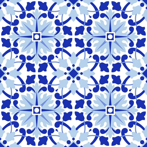 Padrão Sem Costura Com Azulejos Portugueses Ilustração Vetorial Padrão Azulejos —  Vetores de Stock