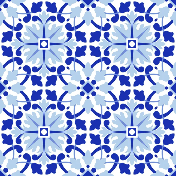 Portekiz fayanslarıyla kusursuz desen. Vektör çizimi. Portekiz vektör kiremitleri deseni. Talavera deseni. Azulejos Portekiz. Türk süsü. Fas fayans mozaiği. İspanyol porseleni.