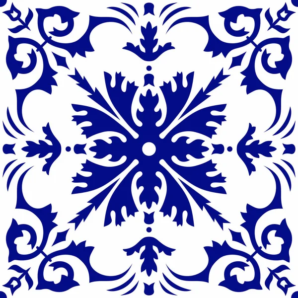 Portekiz fayanslarıyla kusursuz desen. Vektör çizimi. Portekiz vektör kiremitleri deseni. Talavera deseni. Azulejos Portekiz. Türk süsü. Fas fayans mozaiği. İspanyol porseleni.
