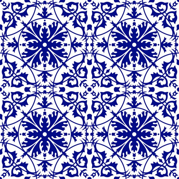 Patrón Sin Costuras Con Azulejos Portugueses Ilustración Vectorial Patrón Baldosas — Vector de stock