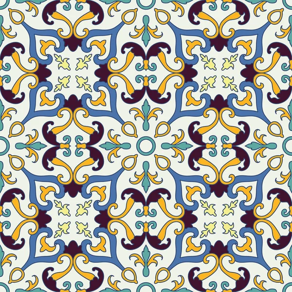 Portekiz fayanslarıyla kusursuz desen. Vektör çizimi. Portekiz vektör kiremitleri deseni. Talavera deseni. Azulejos Portekiz. Türk süsü. Fas fayans mozaiği. İspanyol porseleni.