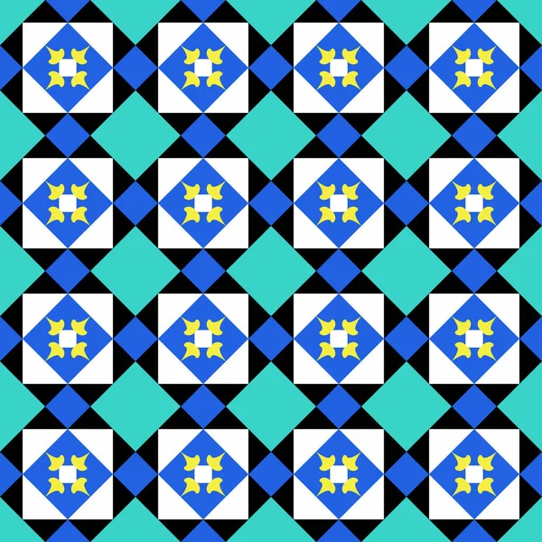 Portekiz fayanslarıyla kusursuz desen. Vektör çizimi. Portekiz vektör kiremitleri deseni. Talavera deseni. Azulejos Portekiz. Türk süsü. Fas fayans mozaiği. İspanyol porseleni.