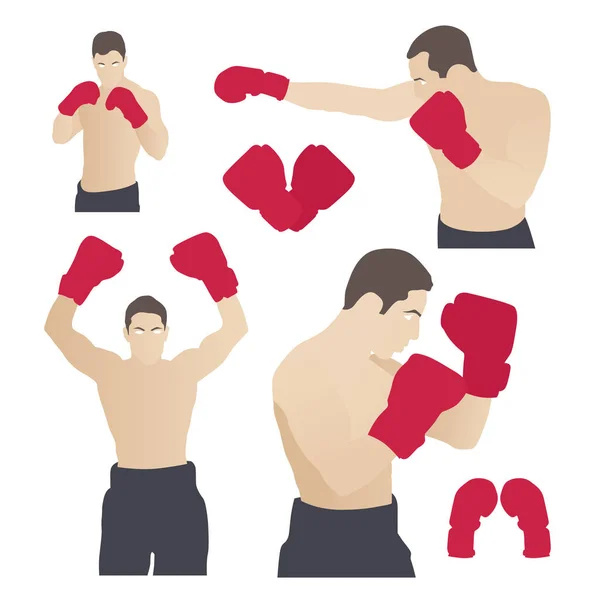 Boxer Eğitim Vektörü. Boks sporu. Sporcu iş başında. Sağlıklı yaşam tarzı. İzole edilmiş Düz Çizim