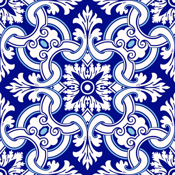 Portekiz fayanslarıyla kusursuz desen. Vektör çizimi. Portekiz vektör kiremitleri deseni. Talavera deseni. Azulejos Portekiz. Türk süsü. Fas fayans mozaiği. İspanyol porseleni.