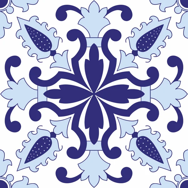 Portekiz fayanslarıyla kusursuz desen. Vektör çizimi. Portekiz vektör kiremitleri deseni. Talavera deseni. Azulejos Portekiz. Türk süsü. Fas fayans mozaiği. İspanyol porseleni.