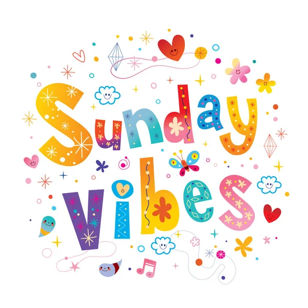 Sunday Vibes Inspirational Design Unique Lettering — Stock Vector